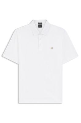Mercerized-cotton polo shirt with Double B monogram by HUGO BOSS