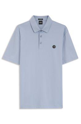 Mercerized-cotton polo shirt with Double B monogram by HUGO BOSS