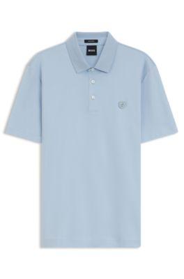 Mercerized-cotton polo shirt with Double B monogram by HUGO BOSS