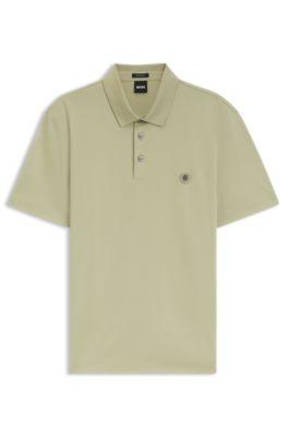 Mercerized-cotton polo shirt with Double B monogram by HUGO BOSS