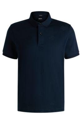 Mercerized-cotton polo shirt with Double B monograms by HUGO BOSS Mercerized-cotton polo shirt with Double B monograms by HUGO BOSS