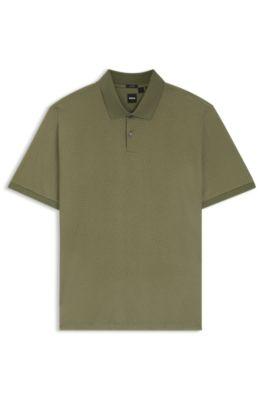 Mercerized-cotton polo shirt with printed monograms by HUGO BOSS