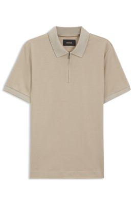 Mercerized-cotton polo shirt with zipper placket by HUGO BOSS