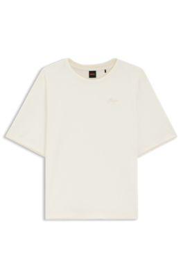 Mesh-insert T-shirt in cotton jersey by HUGO BOSS
