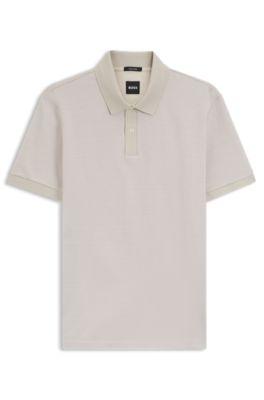 Micro-pattern polo shirt in mercerised cotton by HUGO BOSS