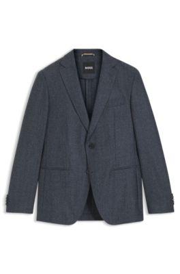Micro-patterned slim-fit jacket in virgin wool by HUGO BOSS