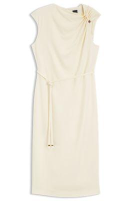 Midi-length dress with gathered shoulder detail by HUGO BOSS