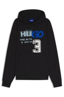 Mixed-artwork hoodie in cotton terry by HUGO BOSS