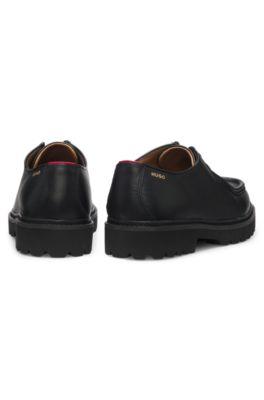 Moccasin-inspired Derby shoes in tumbled leather by HUGO BOSS