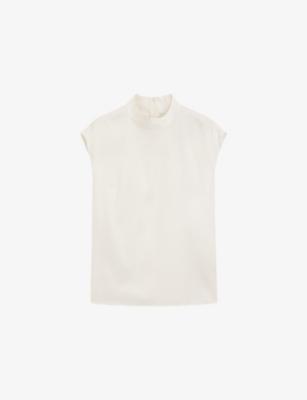 Mock-Neck Sleeveless Stretch-Silk Blouse by HUGO BOSS