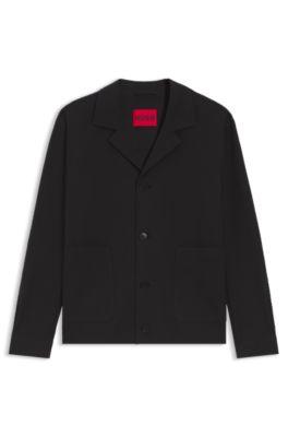 Modern-fit jacket in stretch-cotton seersucker by HUGO BOSS