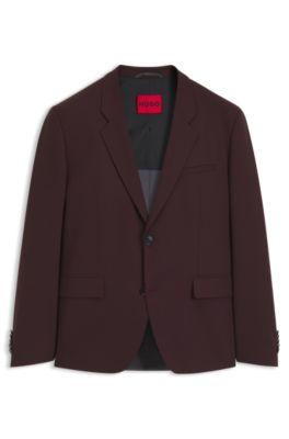 Modern-fit jacket in wool-blend poplin by HUGO BOSS