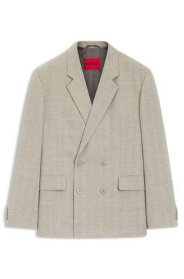 Modern-fit jacket with herringbone weave by HUGO BOSS