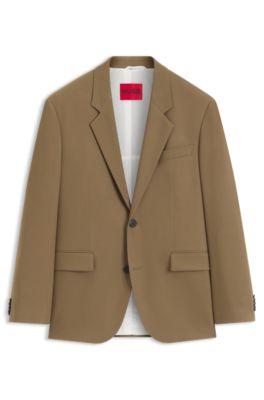 Modern-fit suit jacket in performance-stretch twill by HUGO BOSS