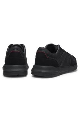 Monogram-jacquard sneakers with faux-suede trim by HUGO BOSS