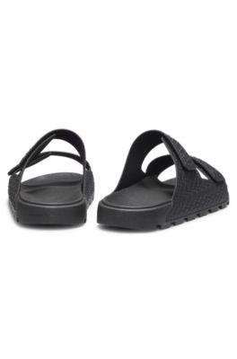 Monogram sandals with riptape straps by HUGO BOSS