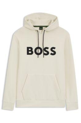 Moulded-logo hoodie in a cotton blend by HUGO BOSS