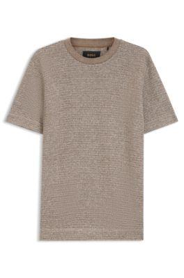 Moulin&eacute; T-shirt in cotton, linen, and silk by HUGO BOSS