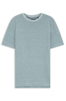 Mouline T-shirt in cotton, linen and silk by HUGO BOSS