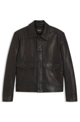 Nappa-leather jacket in an aviator style by HUGO BOSS