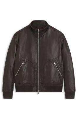 Nappa-leather jacket with two-way zip by HUGO BOSS