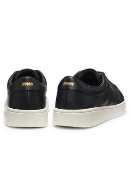 Nappa-leather trainers with gold-tone logo by HUGO BOSS