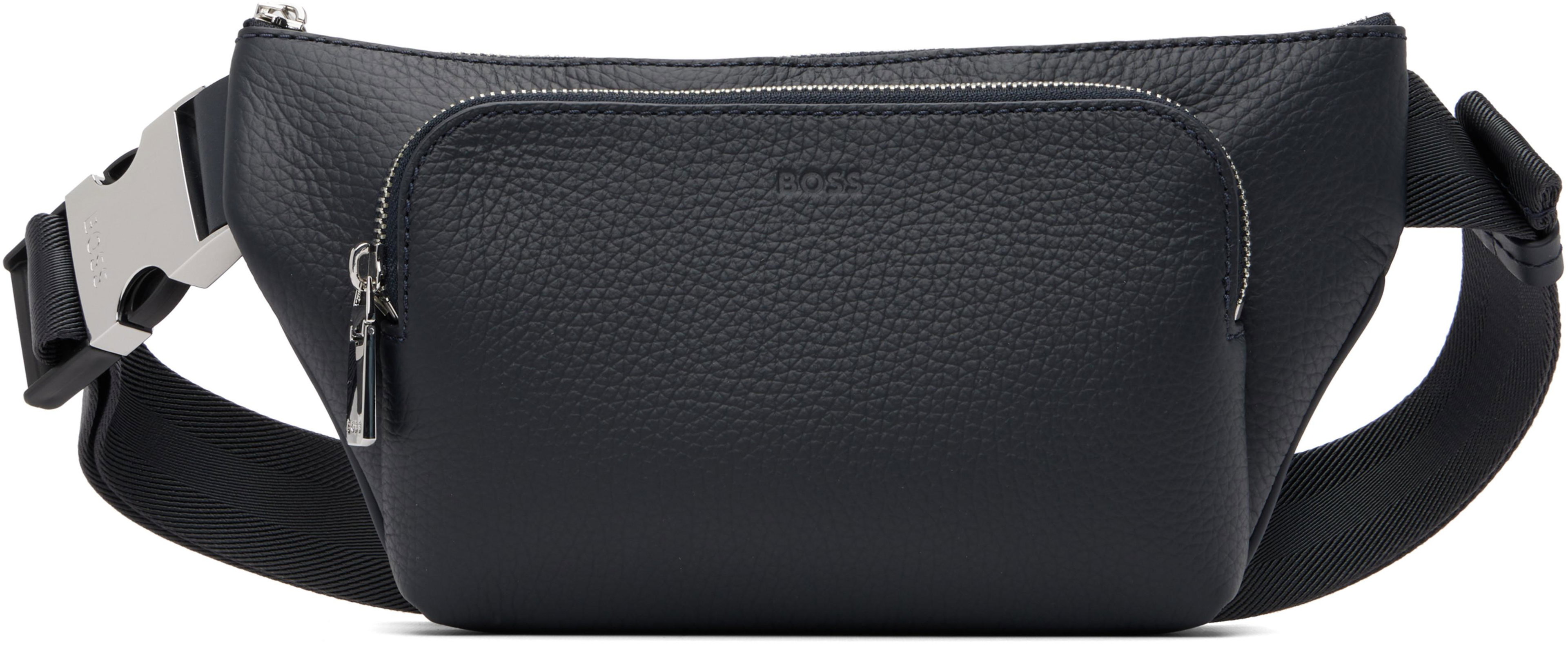 Navy Leather Belt Bag by HUGO BOSS