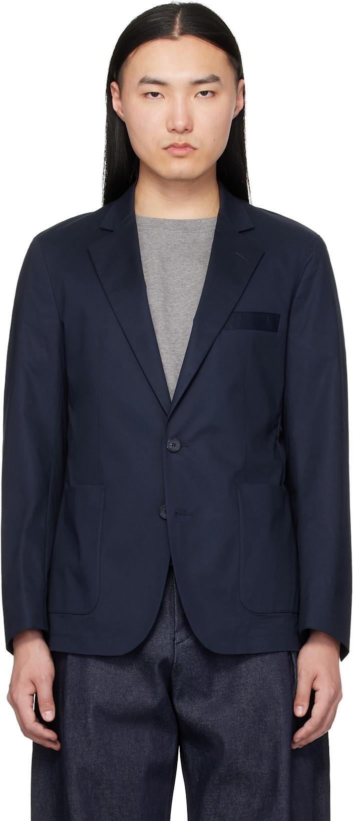 Navy Slim-Fit Stretch Cotton Blazer by HUGO BOSS