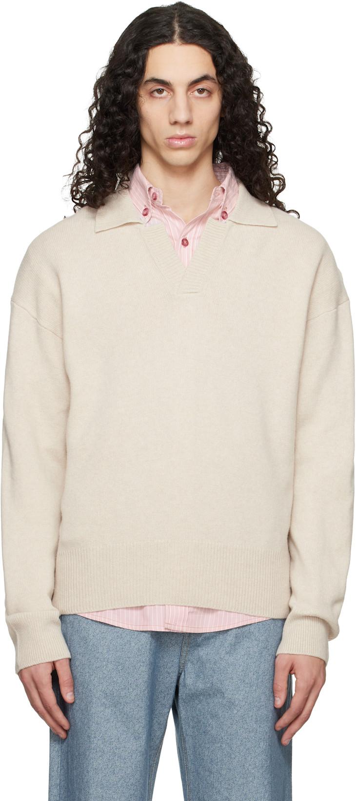 Off-White Johnny-Collar Virgin Wool Polo by HUGO BOSS