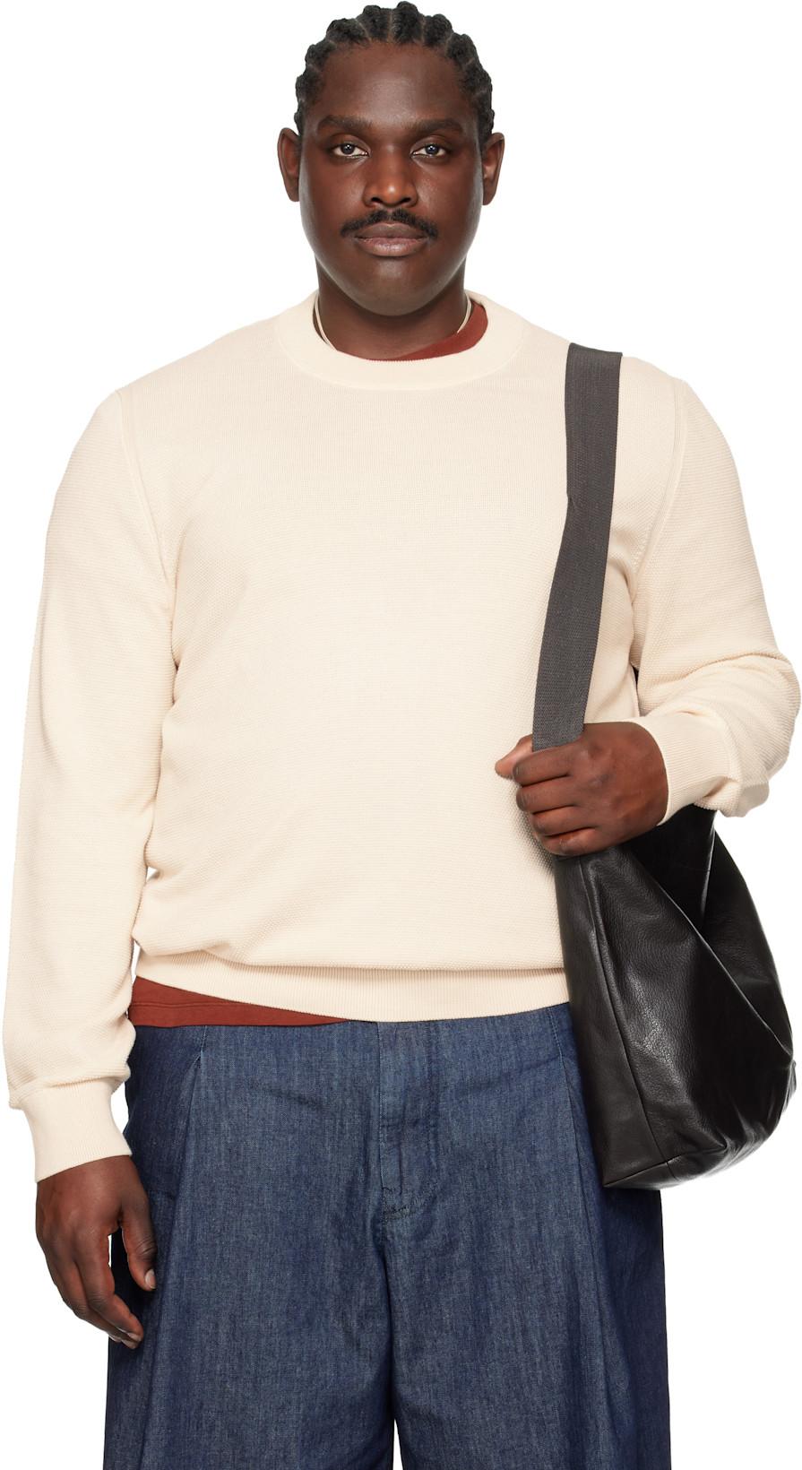 Off-White Micro-Structured Cotton Sweater by HUGO BOSS