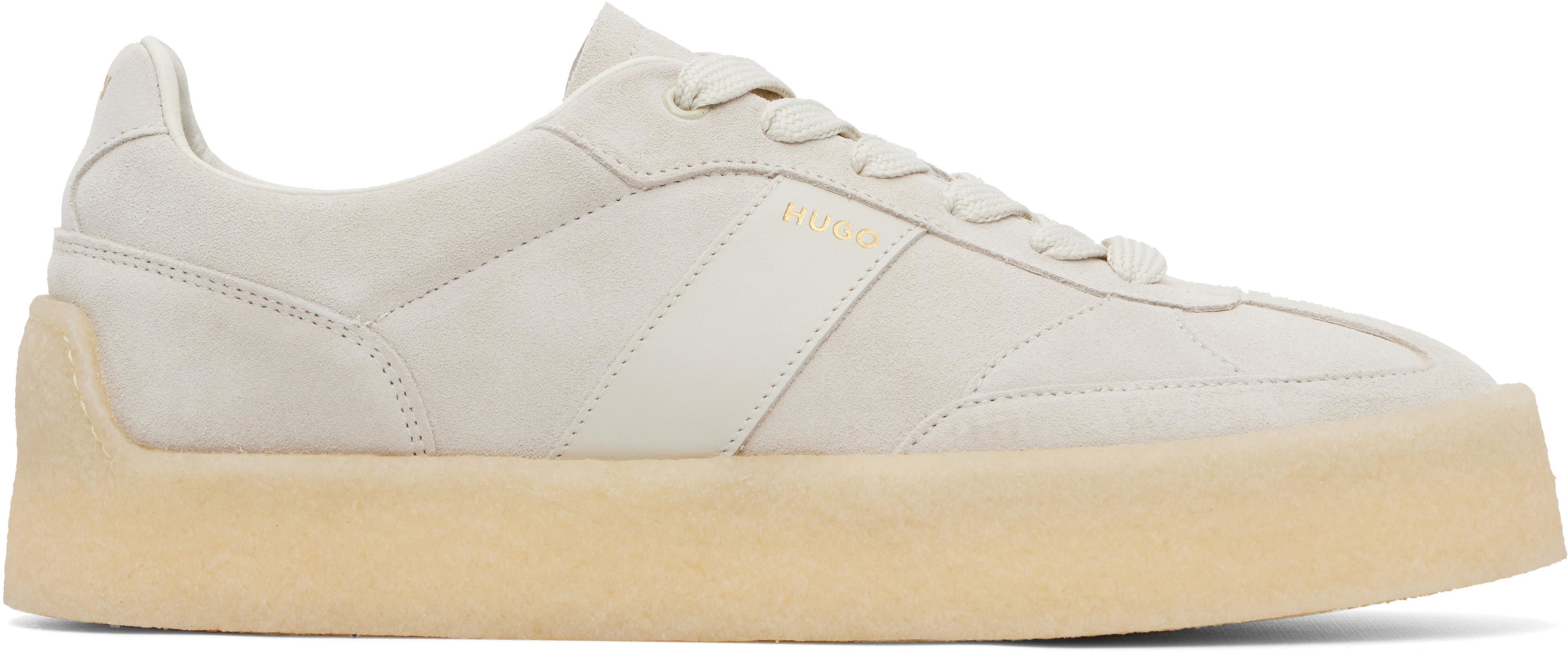 Off-White Suede Side Stripe Sneakers by HUGO BOSS
