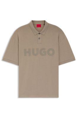 Oversize-fit polo shirt in cotton with tonal logo by HUGO BOSS