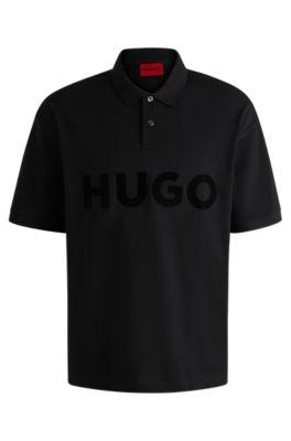 Oversize-fit polo shirt in cotton with tonal logo by HUGO BOSS