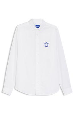 Oversize-fit shirt in Oxford cotton with logo embroidery by HUGO BOSS