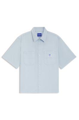 Oversize-fit shirt in slub cotton with patch pockets by HUGO BOSS