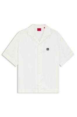 Oversize-fit shirt with stacked logo by HUGO BOSS