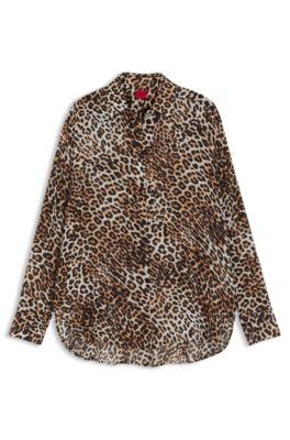 Oversized-fit blouse with leopard print by HUGO BOSS