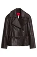 Oversized-fit nappa leather jacket with belt by HUGO BOSS