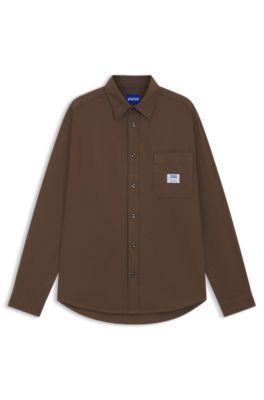 Oversized-fit overshirt in cotton canvas by HUGO BOSS