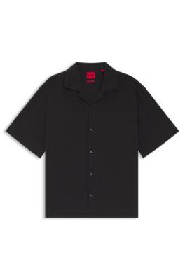 Oversized-fit shirt in stretch-cotton seersucker by HUGO BOSS