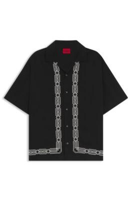 Oversized-fit shirt with embroidered pattern by HUGO BOSS Oversized-fit shirt with embroidered pattern by HUGO BOSS