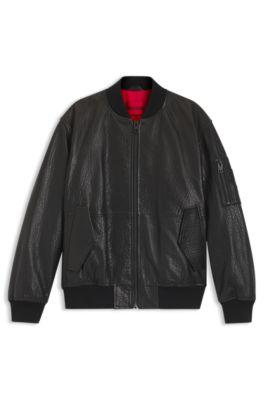 Patterned-leather jacket in a regular fit by HUGO BOSS