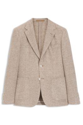 Patterned regular-fit jacket in a linen blend by HUGO BOSS