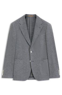 Patterned regular-fit jacket in a linen blend by HUGO BOSS