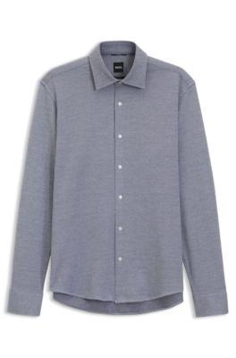 Patterned regular-fit shirt in cotton jersey by HUGO BOSS