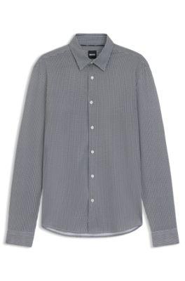 Patterned slim-fit shirt in flex-weave fabric by HUGO BOSS