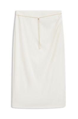 Pencil skirt with gold-tone chain belt by HUGO BOSS