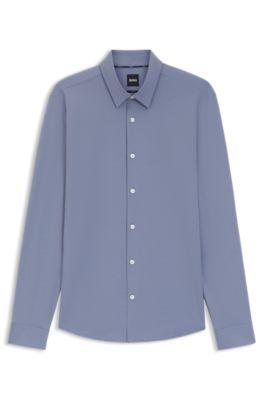Performance-stretch slim-fit shirt in Italian jacquard by HUGO BOSS