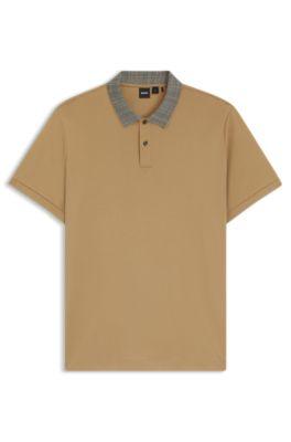 Pima-cotton polo shirt with patterned collar by HUGO BOSS