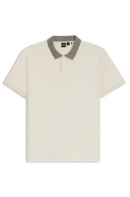 Pima-cotton polo shirt with patterned collar by HUGO BOSS